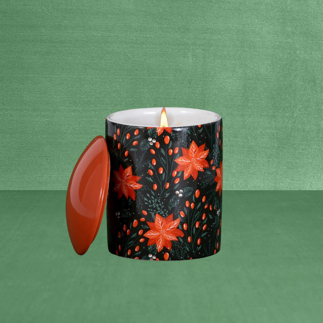Poinsettia Ceramic Candle