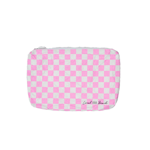 Pink Checker Water Resistant Pouch
