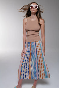 Moroccan Tiles Pleated Skirt