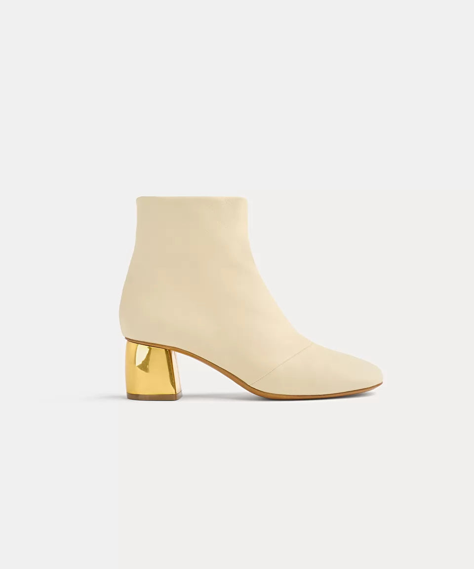 Nappa Ankle Boot with Gold Heel