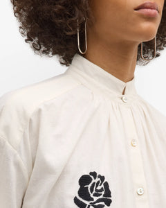 Kiki Noir Rose Embroidered Shirt