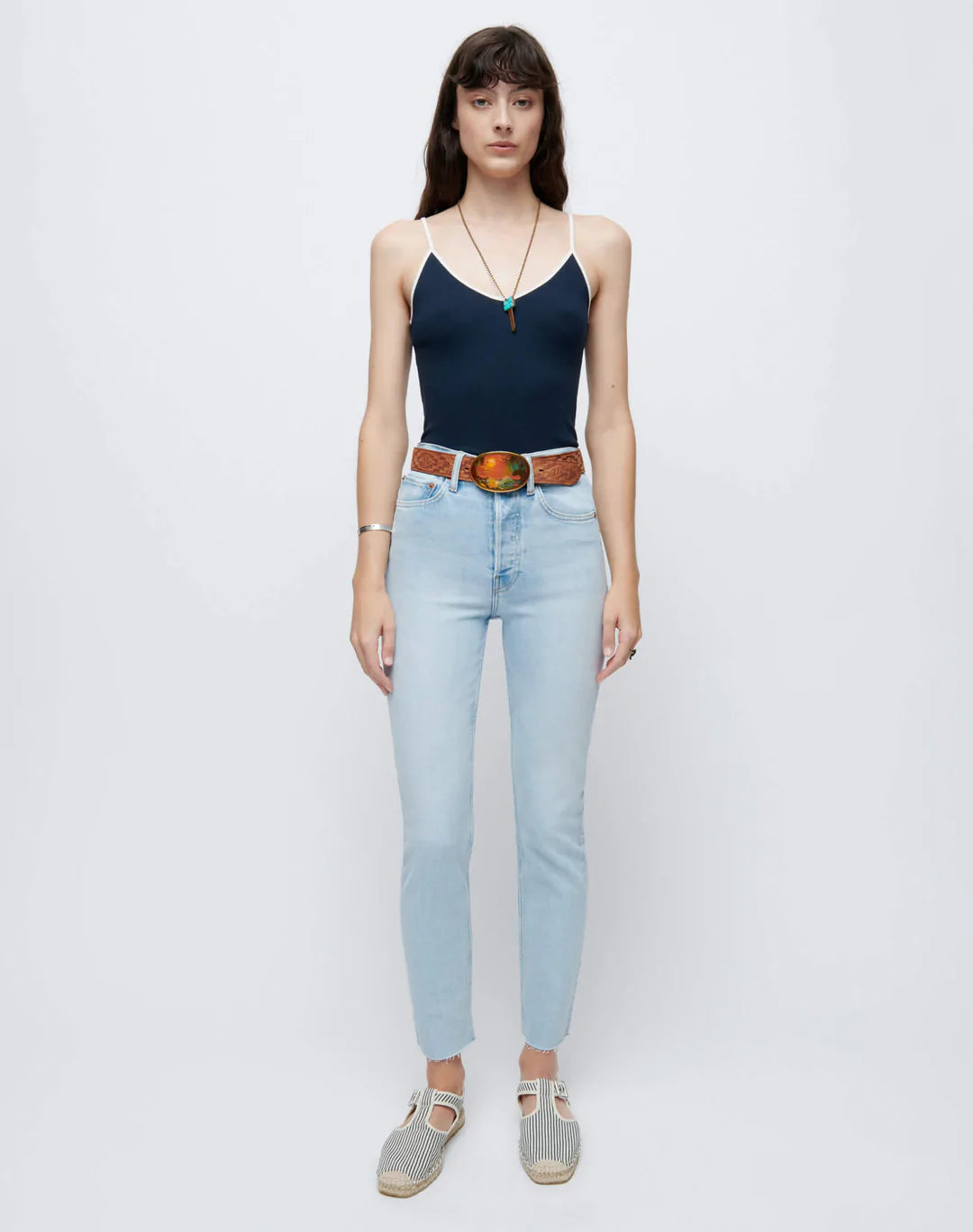 90s High Rise Ankle Crop in Calm Waters