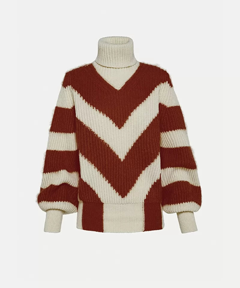 Mohair Cashmere Blend Inlaid Balloon Sweater