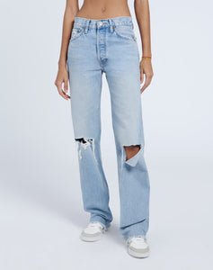 90's High Rise Loose in Breezy Indigo with Rips
