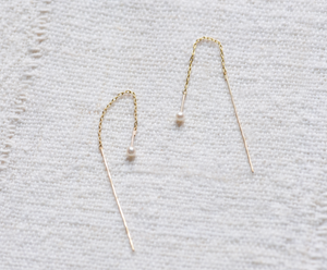Pearl 14K Gold Filled Threader Earrings