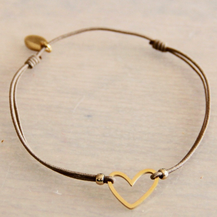 Elastic bracelet - taupe / gold