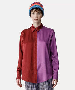 Color Block Satin Silk Shirt
