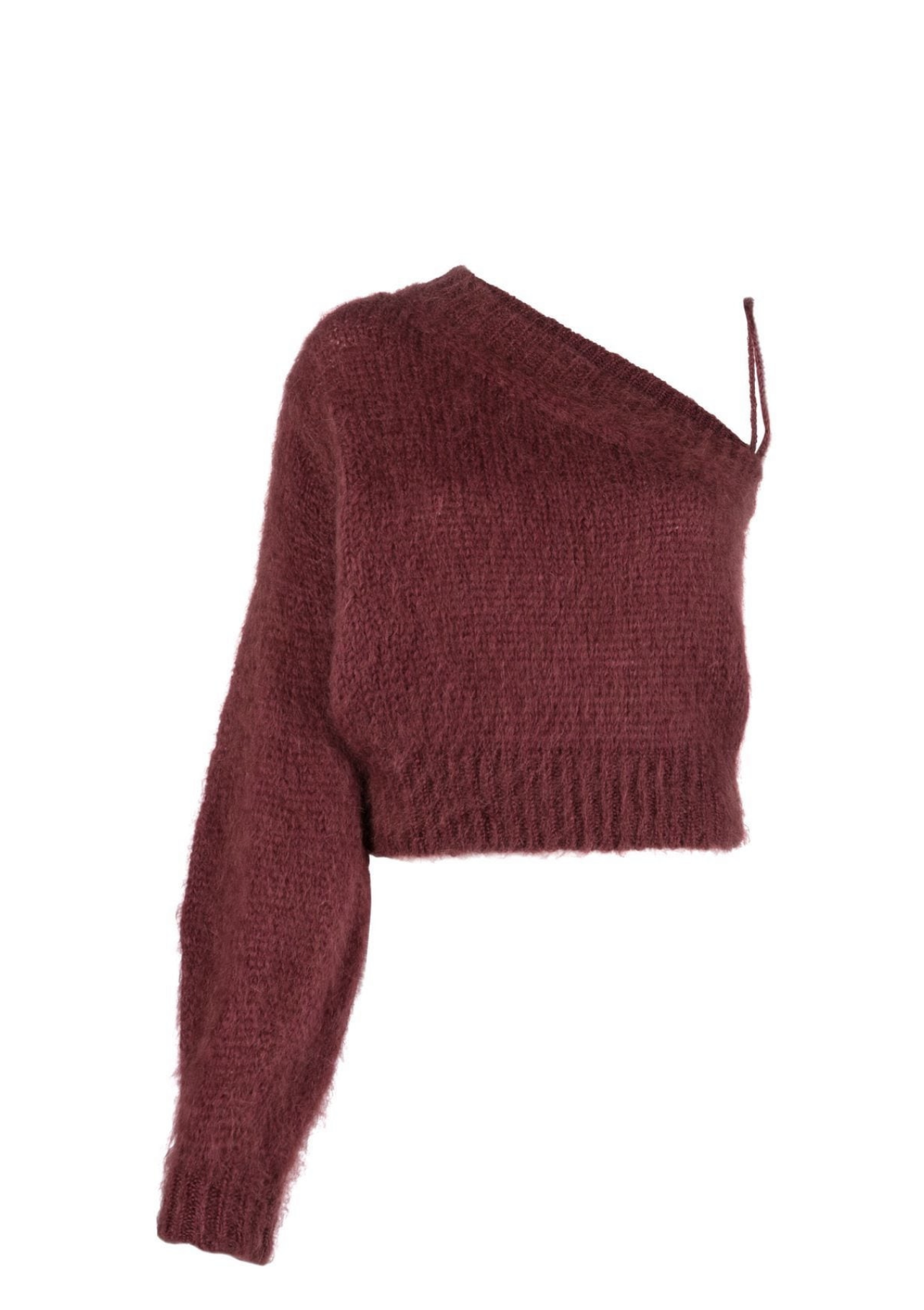Brushed Mohair One Shoulder Sweater